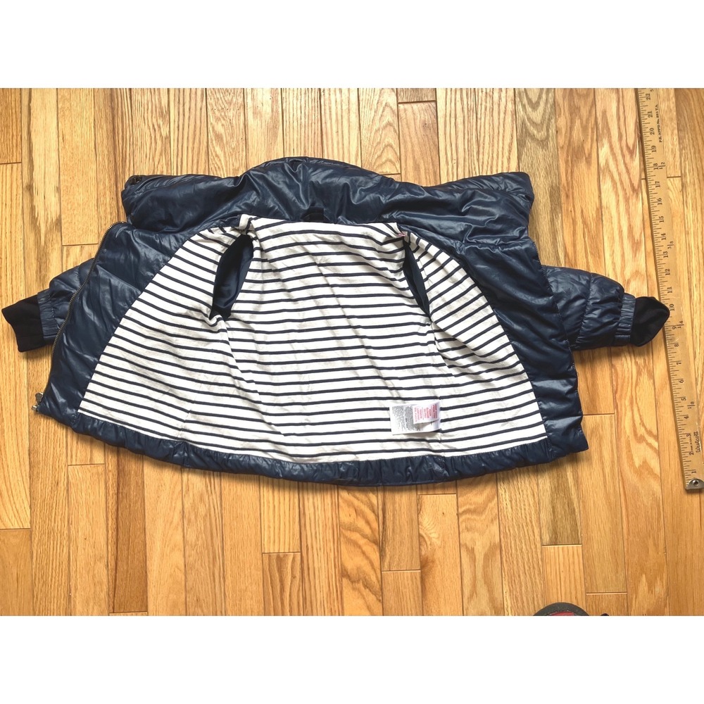 Baby Gap Toddler Girl Navy Blue Shiny Puffer Jacket Asymmetrical Zip Size 4 - Picture 5 of 6